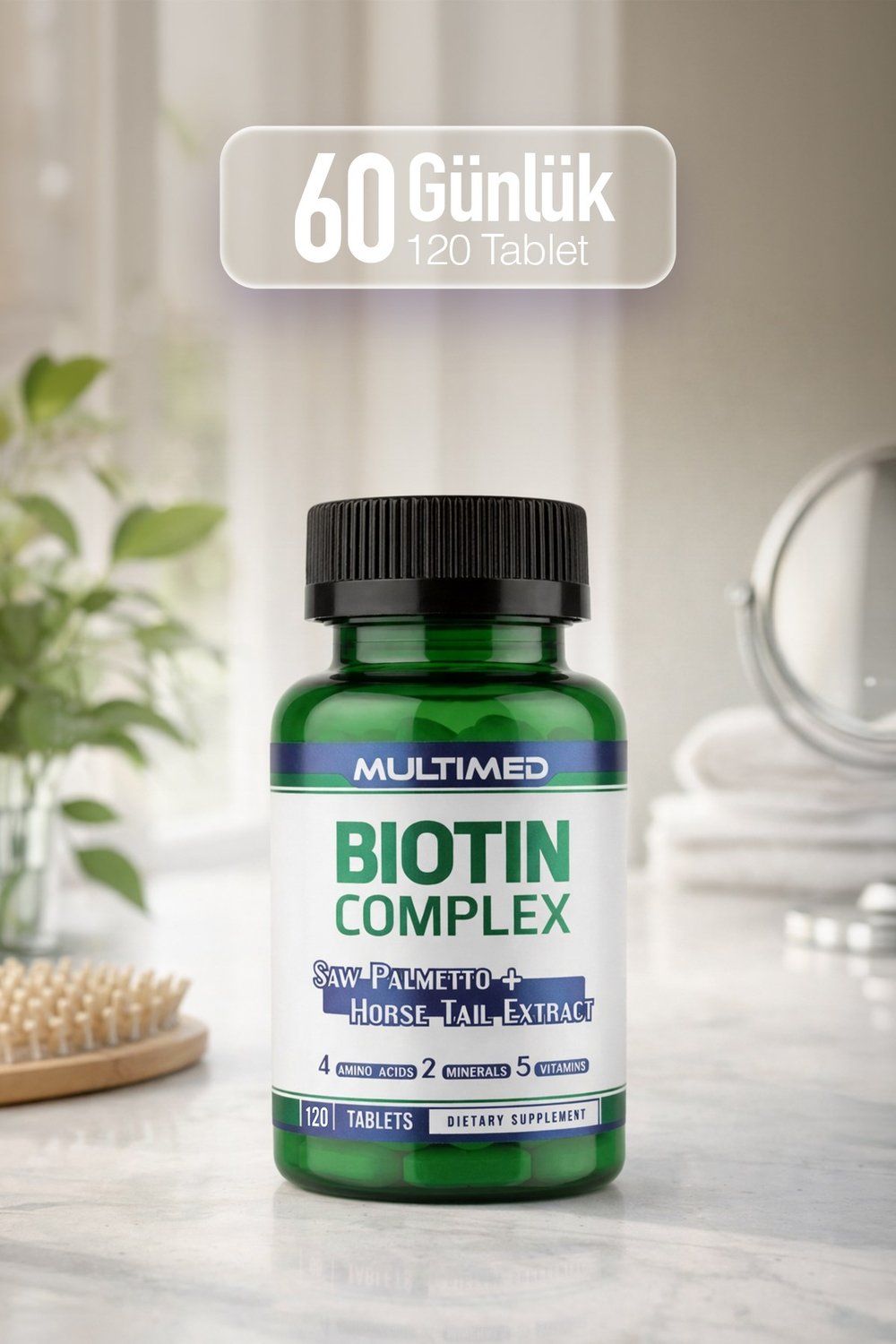 Multimed Biotin Kompleksi – Saç & Tırnak Güçlendirici Yüksek Etkili Formül – 120 Tablet