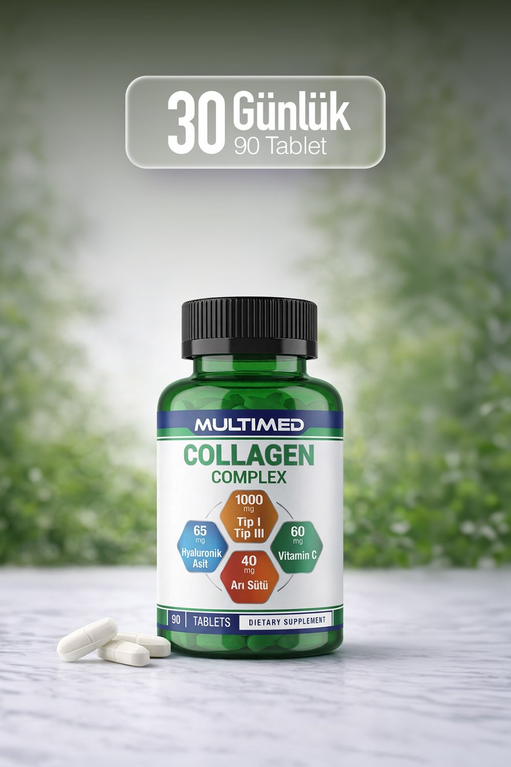 Multimed Kolajen 1000 mg – Cilt Elastikiyeti & Eklem Destek Formülü – 90 Tablet