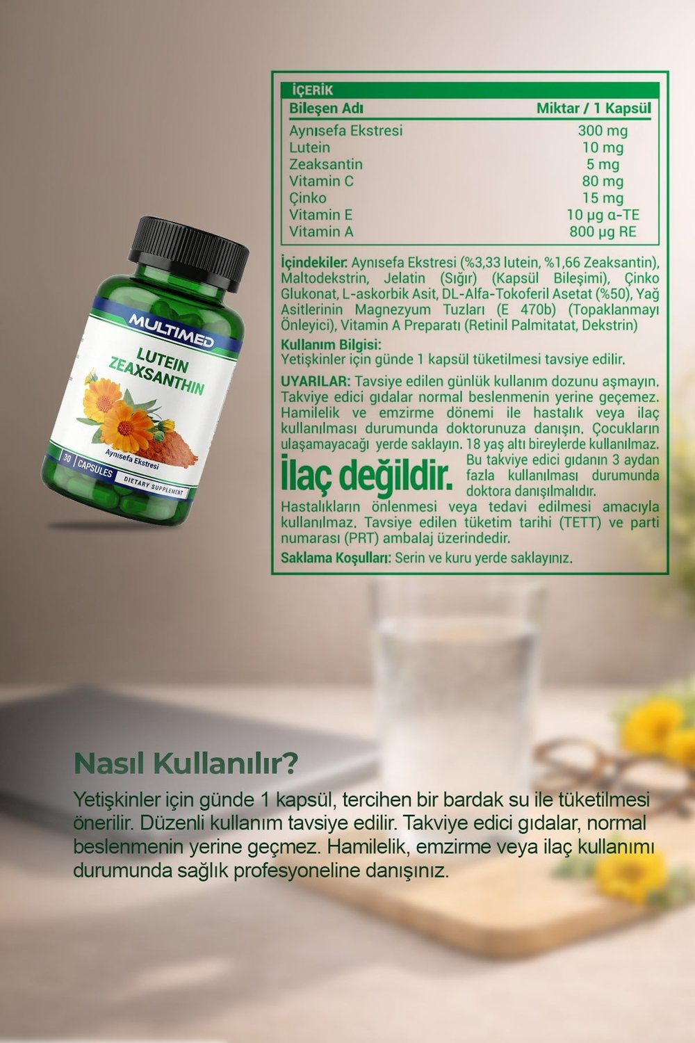 Multimed Lutein Zeaksantin – Göz Yorgunluğu & Ekran Işığına Karşı Koruma – 30 Kapsül