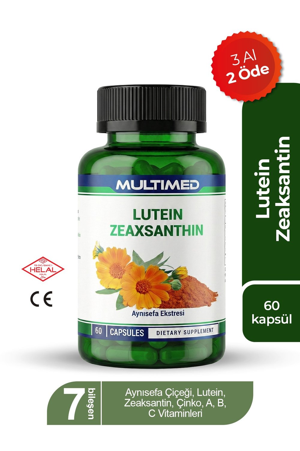 Multimed Lutein Zeaksantin – Sarı Nokta & Mavi Işık Koruyucu Göz Vitamini – 60 Kapsül