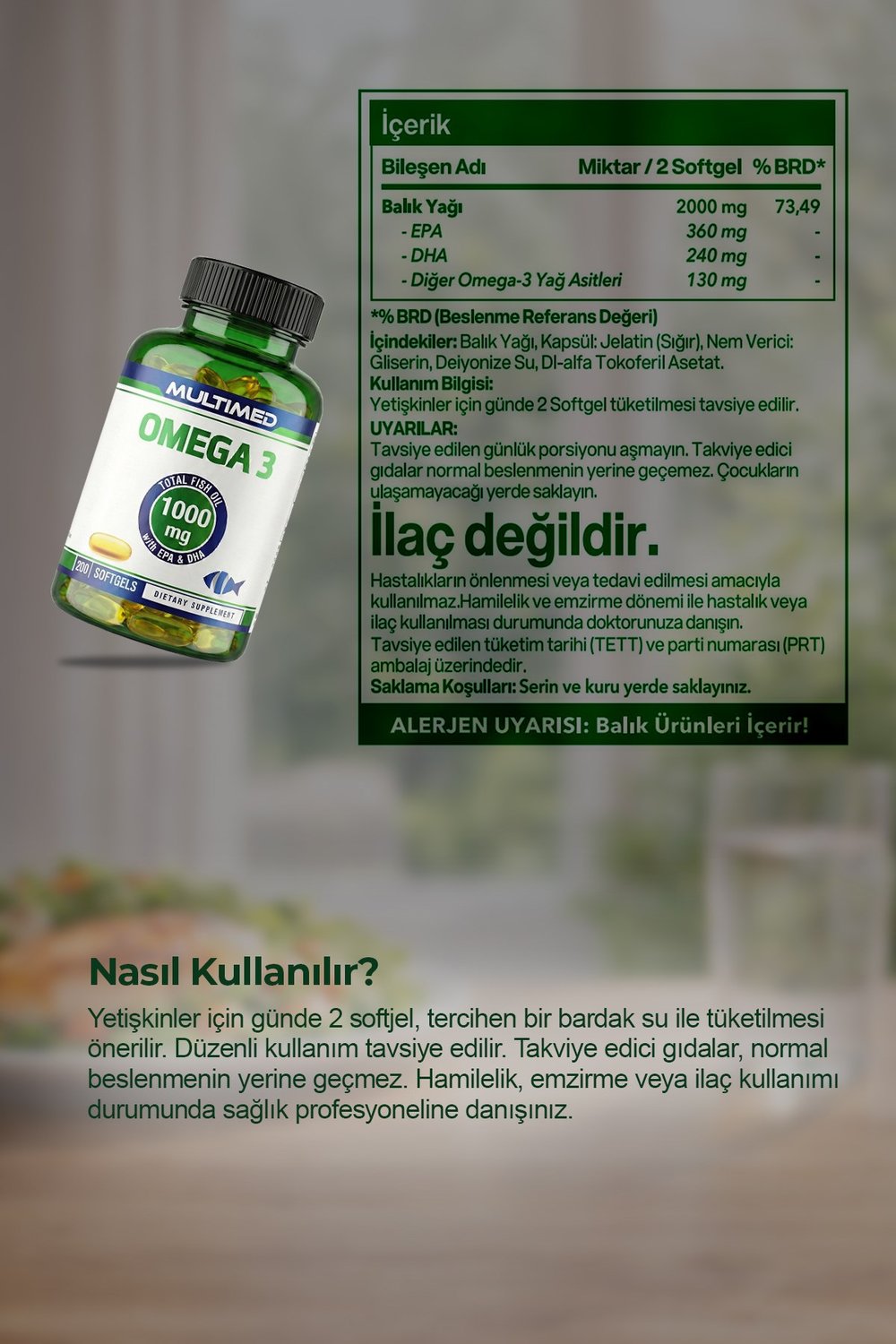 Multimed Omega 3 Balık Yağı 1000 mg – Trigliserid Formu Yüksek Emilim – 200 Softgel 