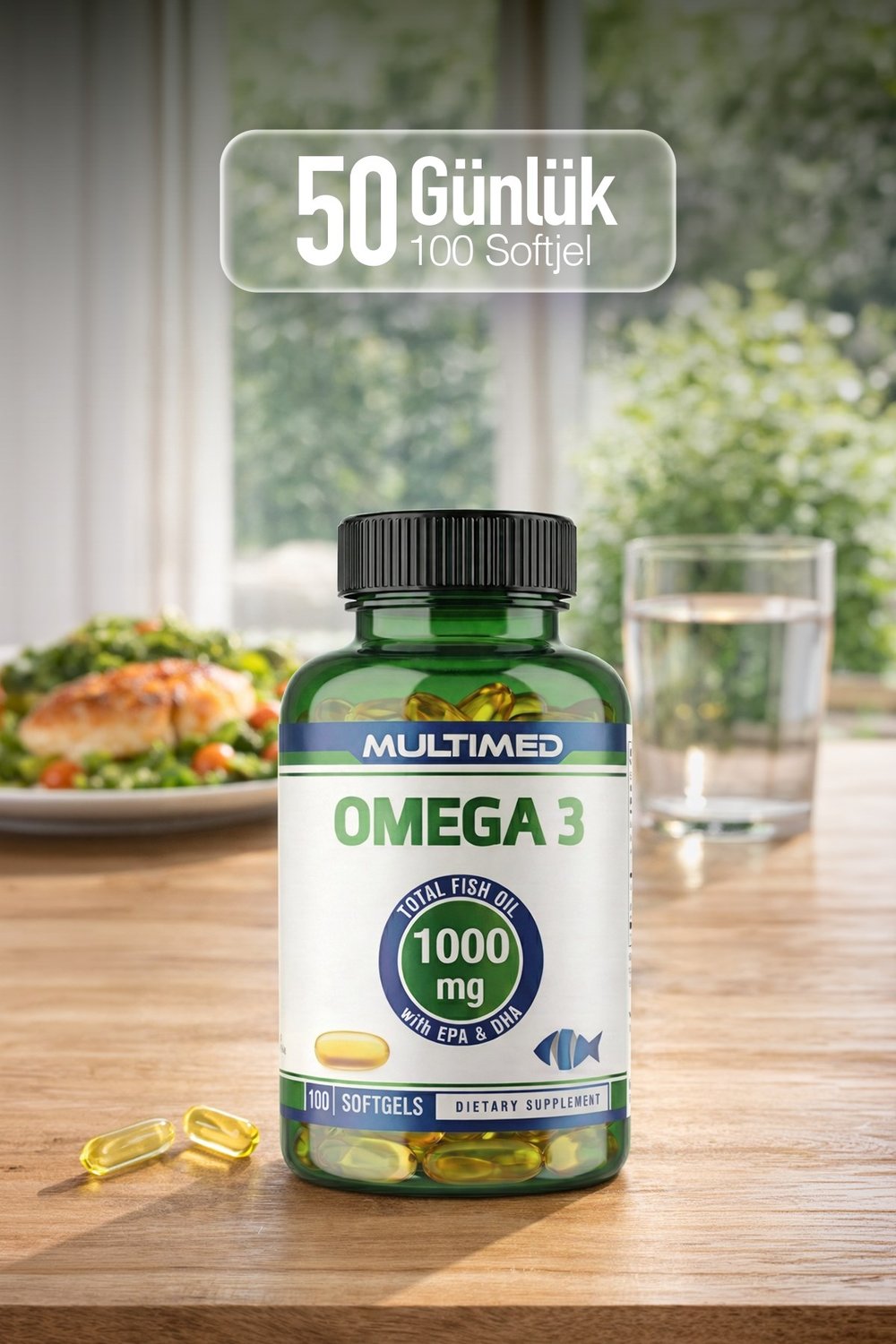 Multimed Omega 3 Balık Yağı 1000 mg – Trigliserid Formu Yüksek Emilim – 100 Softgel 