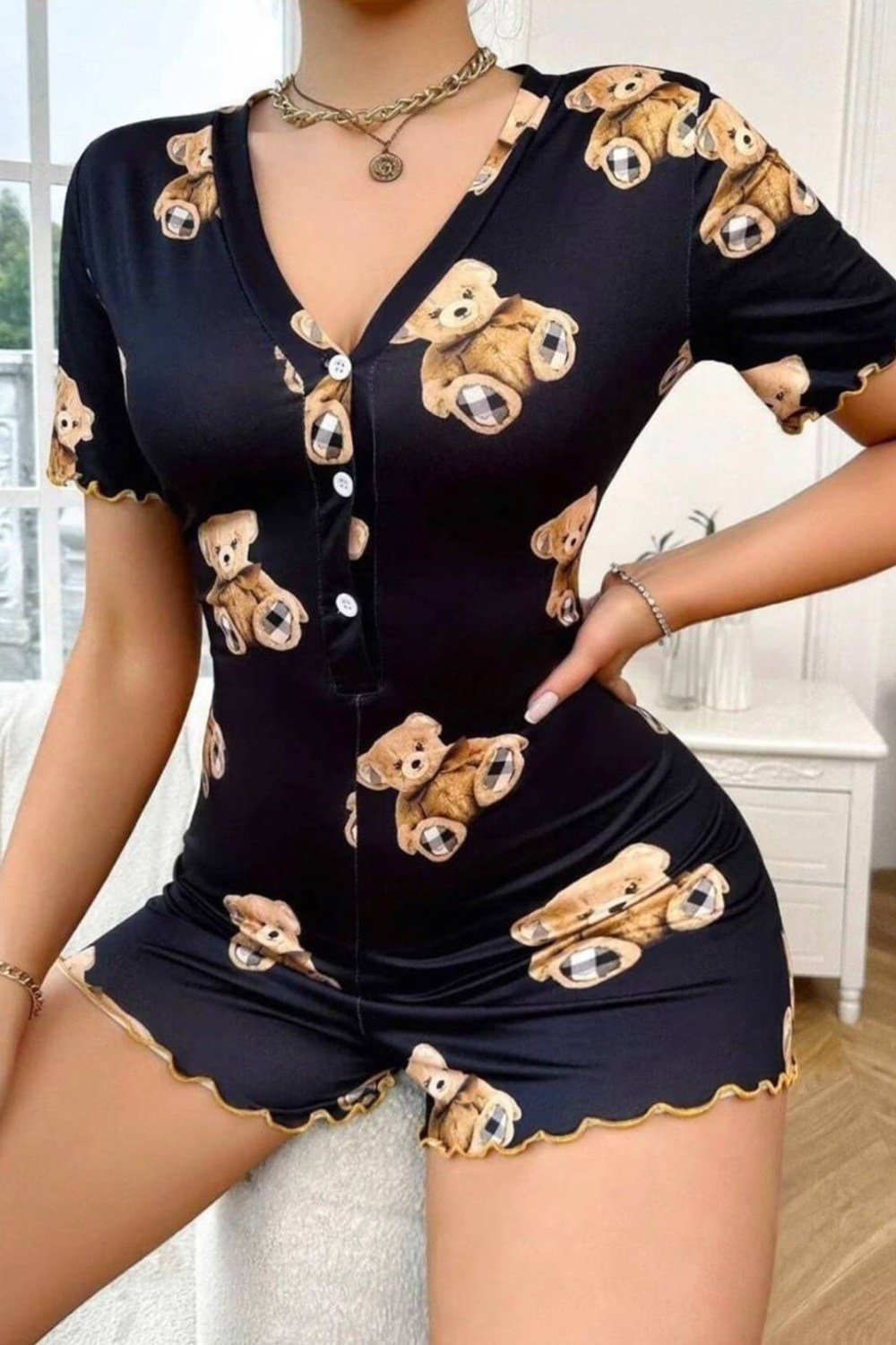 Ayıcık Desenli Tulum Pijama