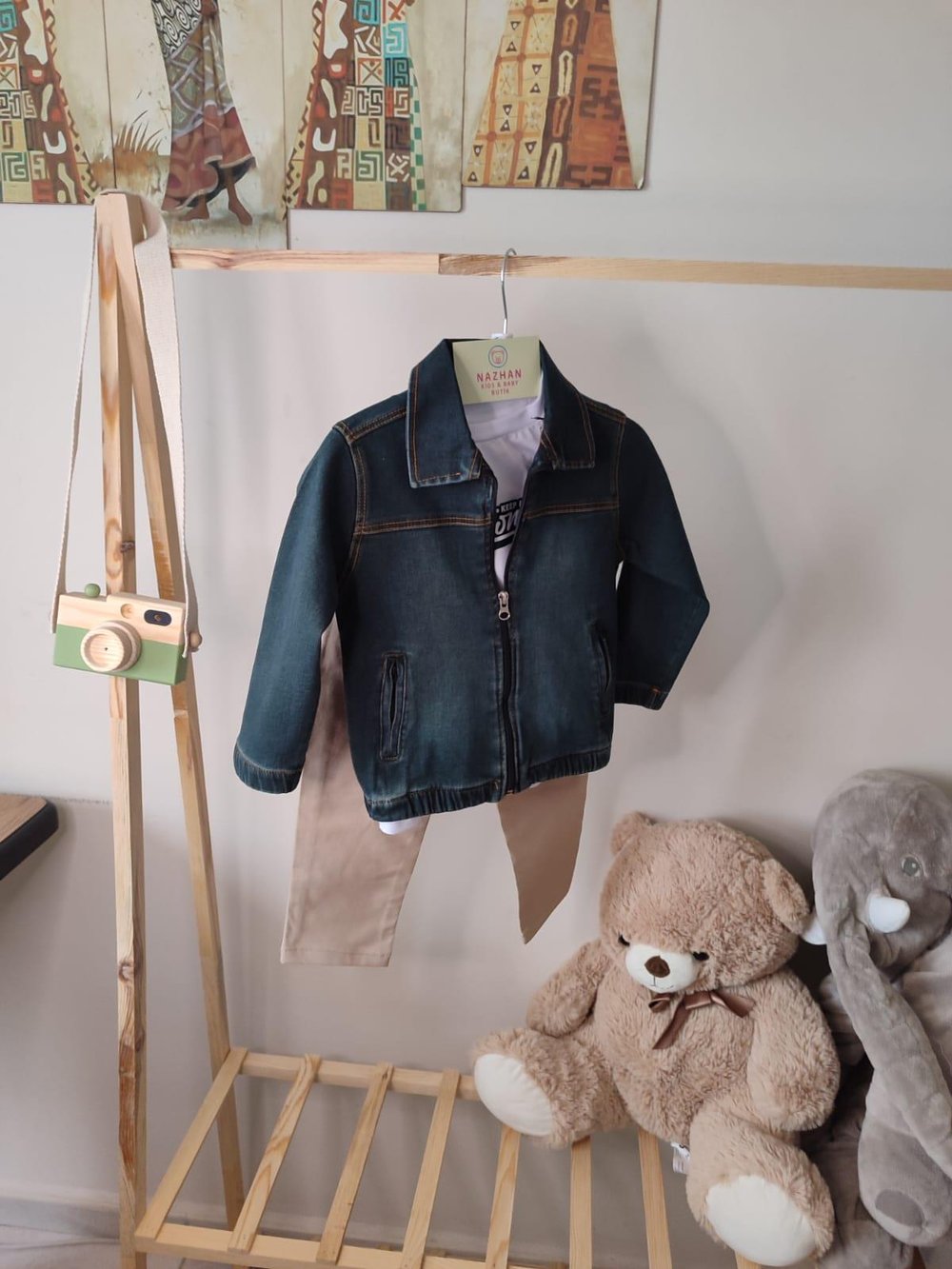 Denim Ceketli Üçlü Takım