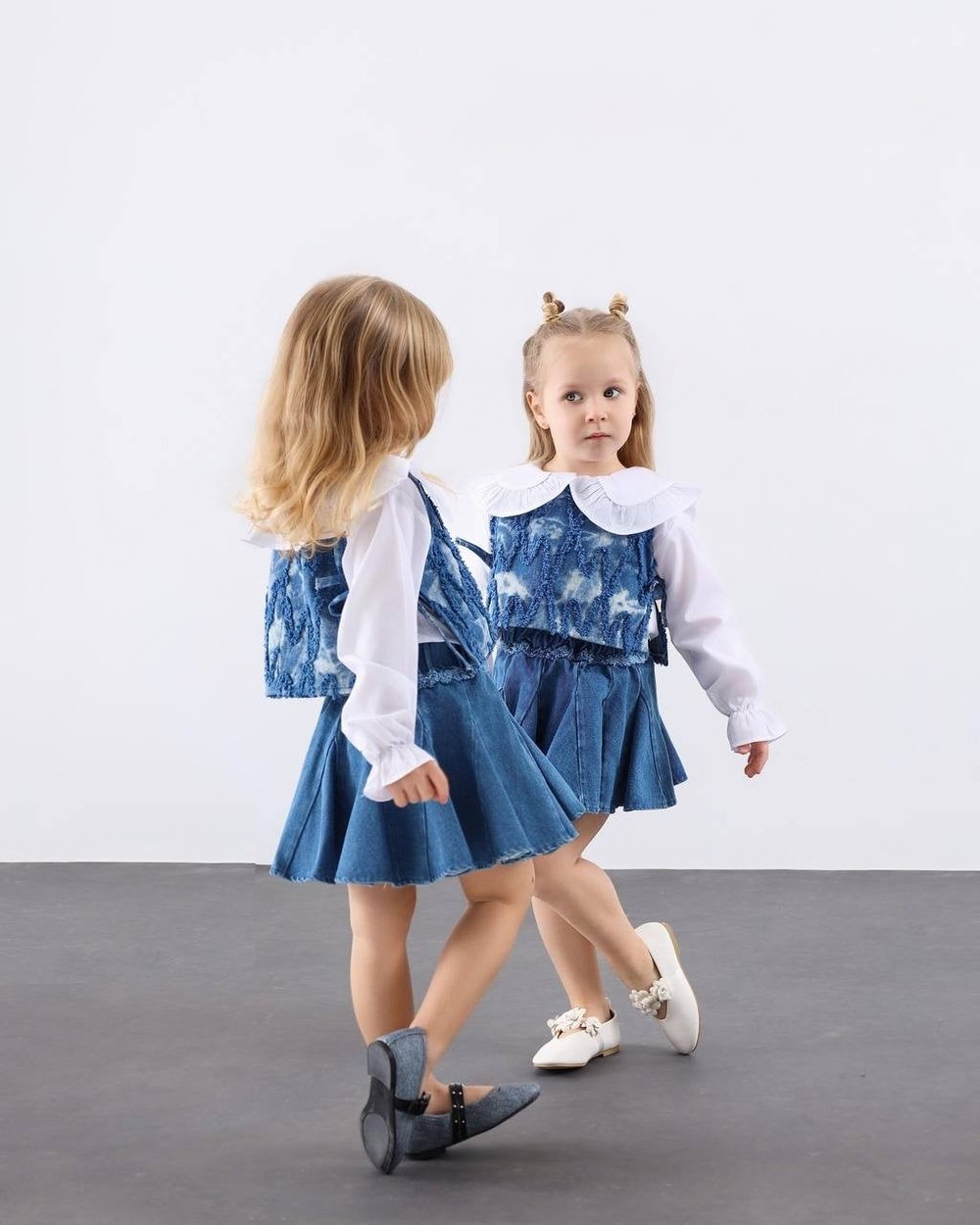 Denim Süveter Etekli 3'lü Takım