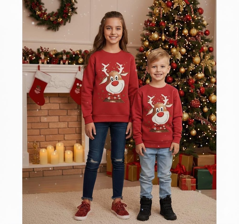 GAP YILBAŞI KONSEPTLİ SWEATSHİRT-KIRMIZI