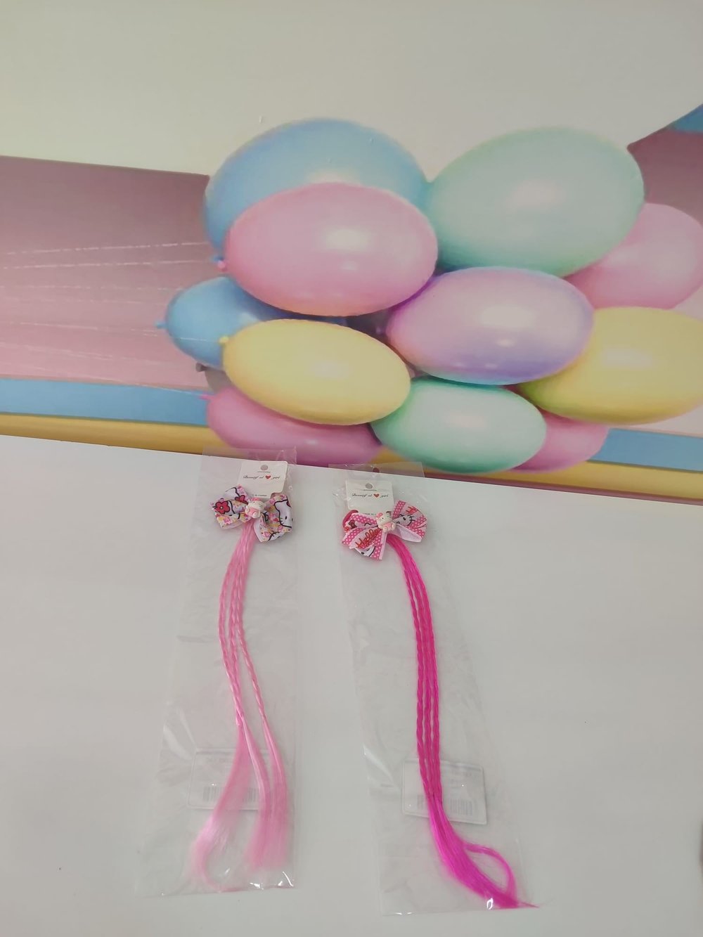 Minnie-Hello Kitty Baskılı Lastikli Protez Saç