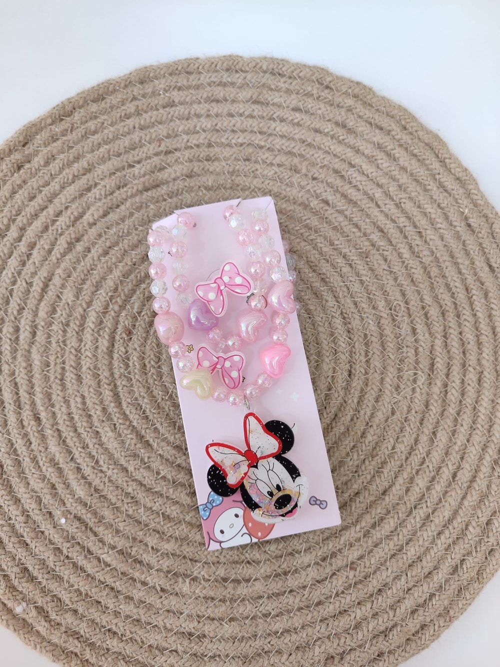 MİNNİE MOUSE FİGÜRLÜ KOLYE,YÜZÜK VE BİLEKLİK SET