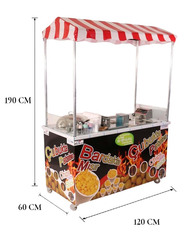 Elektrikli Çubukta Patates ve Bardakta Mısır Arabası 60x120 (Model Taksim)