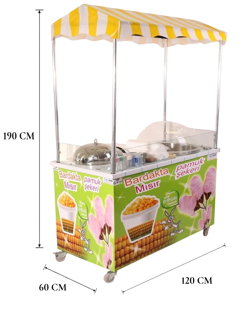 Pamuk Şeker ve Bardakta Mısır Arabası Elektrikli 60x120 (Model Konya)