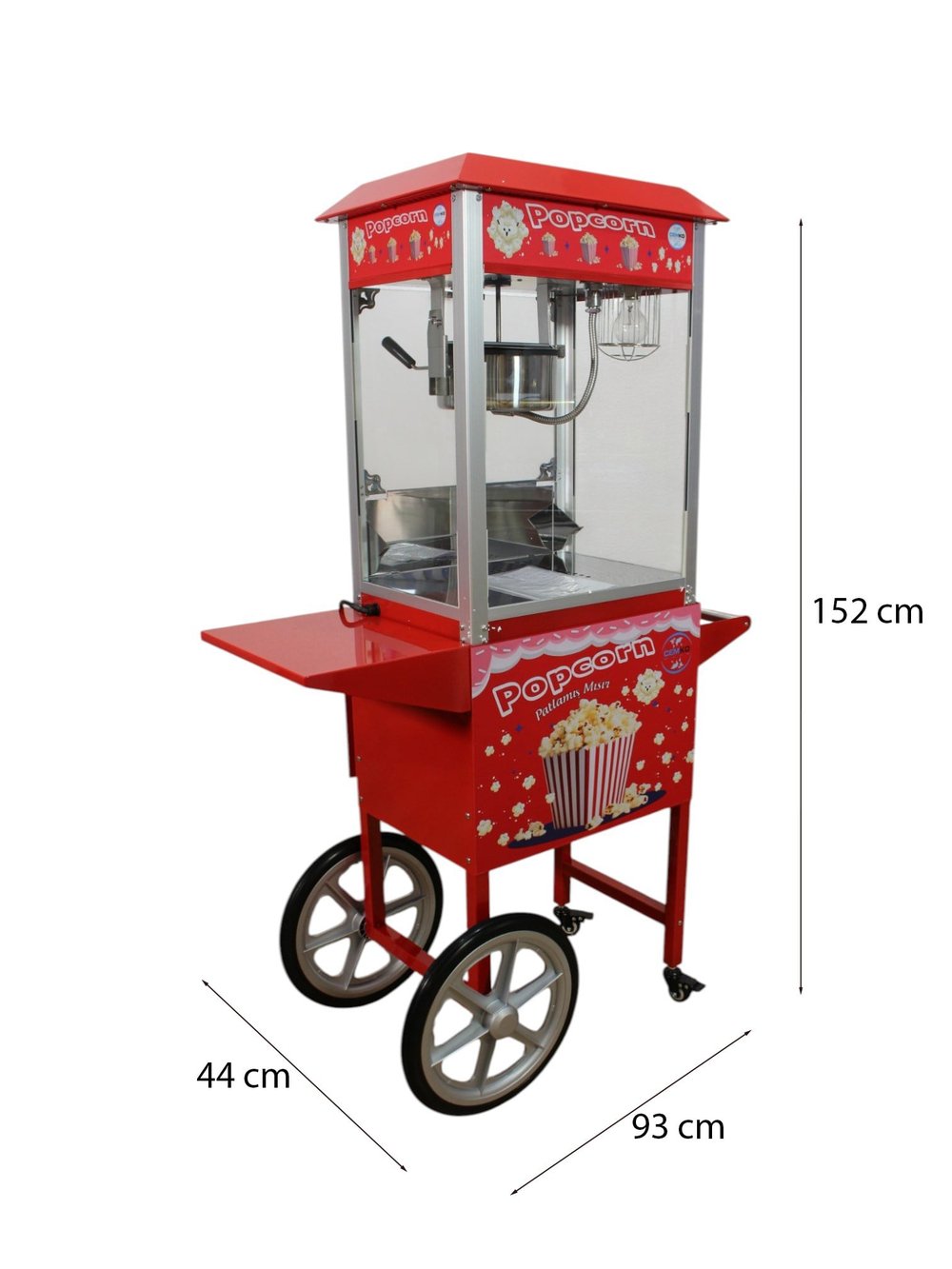 Popcorn Mısır Patlatma Arabası 4 kg Kapasiteli (Model Edremit)