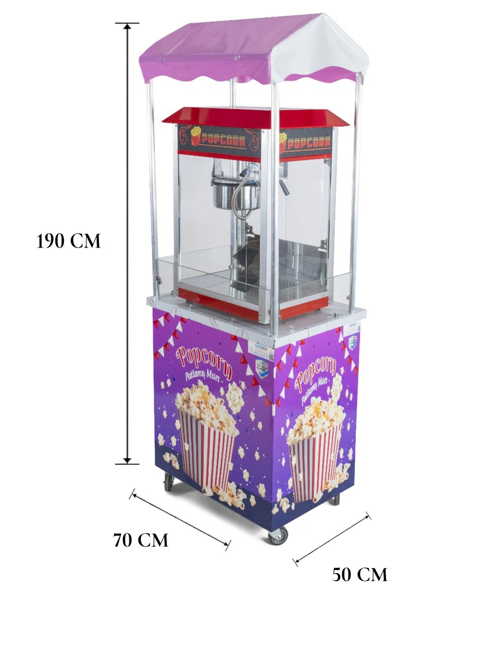 Popcorn Mısır Patlatma Arabası 50x70 (Model Giresun)