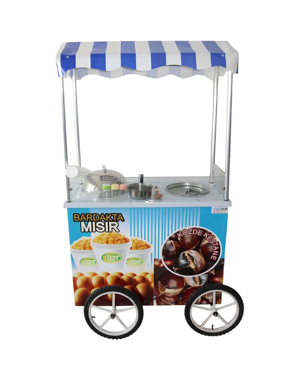 Tüplü Tekerlekli Bardakta Mısır ve Közde Kestane Arabası 60x100 (Model Çankırı)
