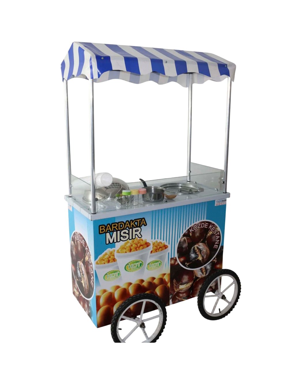 Tüplü Tekerlekli Bardakta Mısır ve Közde Kestane Arabası 60x100 (Model Çankırı)