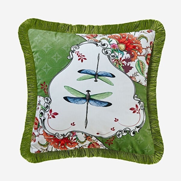 ALLURE YUSUFÇUK DESENLİ KADİFE YASTIK 43*43 CM - yeşil