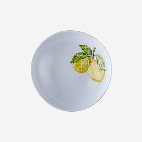 Amalfi Limon Kabartmalı Beyaz Çukur Tabak 20 cm