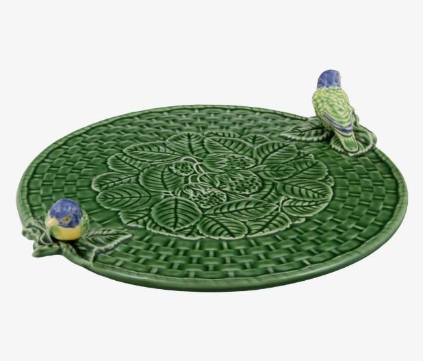 Kuşlu Yeşil Sunum Tabağı 33 cm