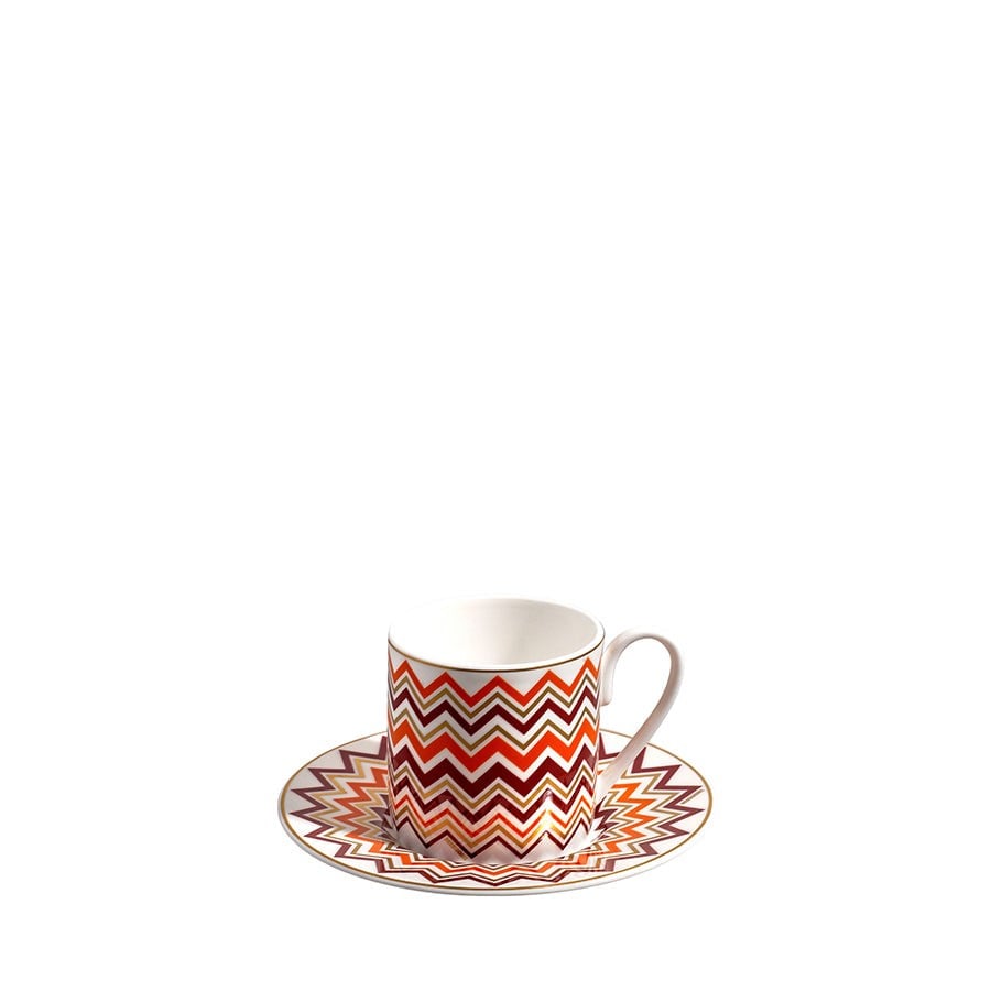 MISSONI ICONIC - TURUNCU-BORDO, 1 KISILIK TURK KAHVESI FINCAN VE TABAGI SETI, 0,12 L, 2 PARCA