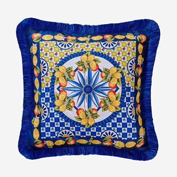 Portofıno Lacivert Limon Buketi Yastık 45*45 Cm CAT2P4343BL