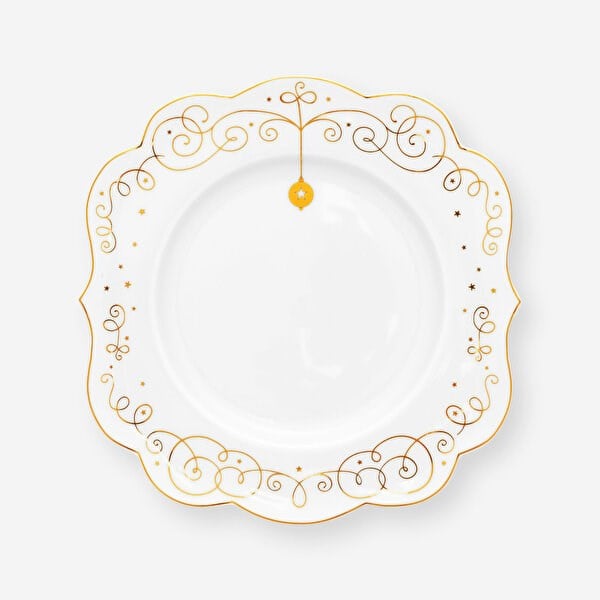Royal Altın / Beyaz Yemek Tabağı 17 cm.