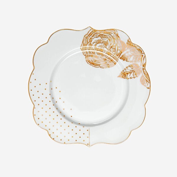 Royal Beyaz / Altıni Kek Tabağı 17 cm.