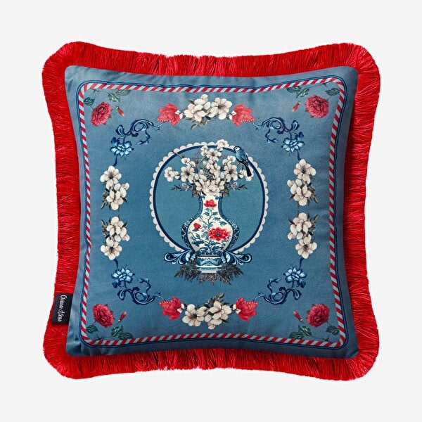 ŞAKAYIK AÇIK MAVİ DESENLİ YASTIK 45*45 CM