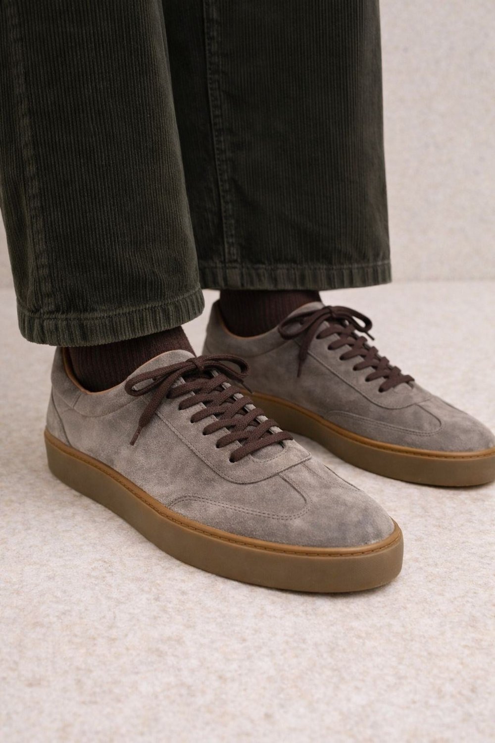 Bruno Erkek Hakiki Deri Süet Sneaker - Vizon Günlük Casual Ayakkabı