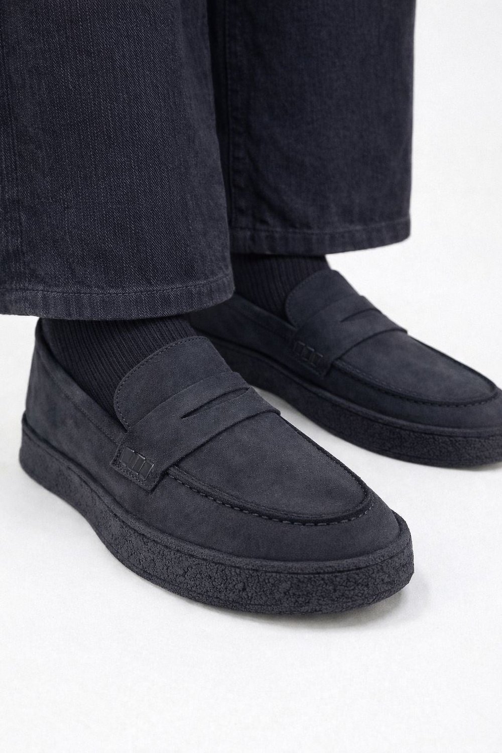 Erkek Antrasit Süet Loafer Hakiki Dana Derisi İç Dış Deri Kauçuk Taban Günlük Casual Ayakkabı – Venedik