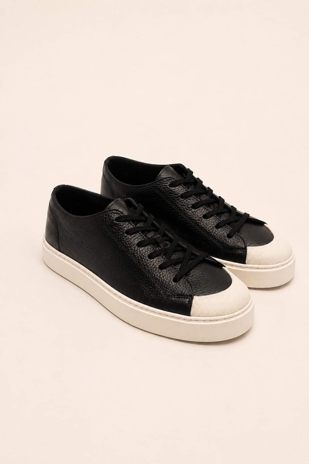 Erkek Siyah Hakiki Deri Bağcıklı Sneaker Kauçuk Taban Günlük Casual Ayakkabı – Palio