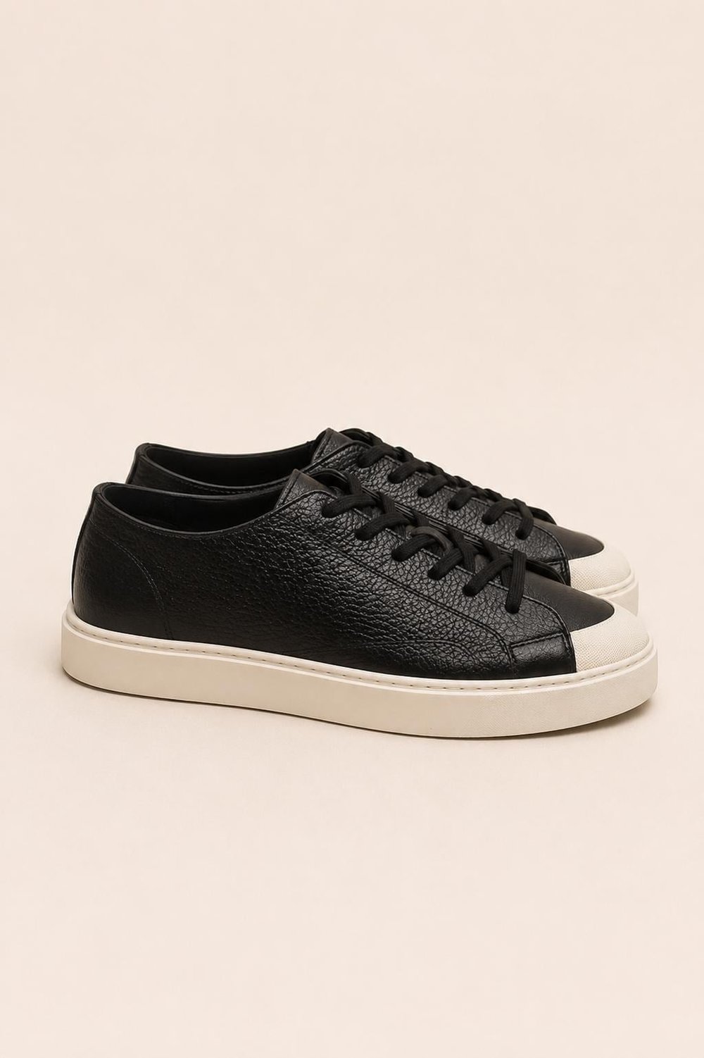 Erkek Siyah Hakiki Deri Bağcıklı Sneaker Kauçuk Taban Günlük Casual Ayakkabı – Palio