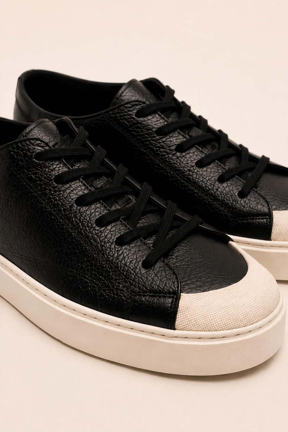 Erkek Siyah Hakiki Deri Bağcıklı Sneaker Kauçuk Taban Günlük Casual Ayakkabı – Palio
