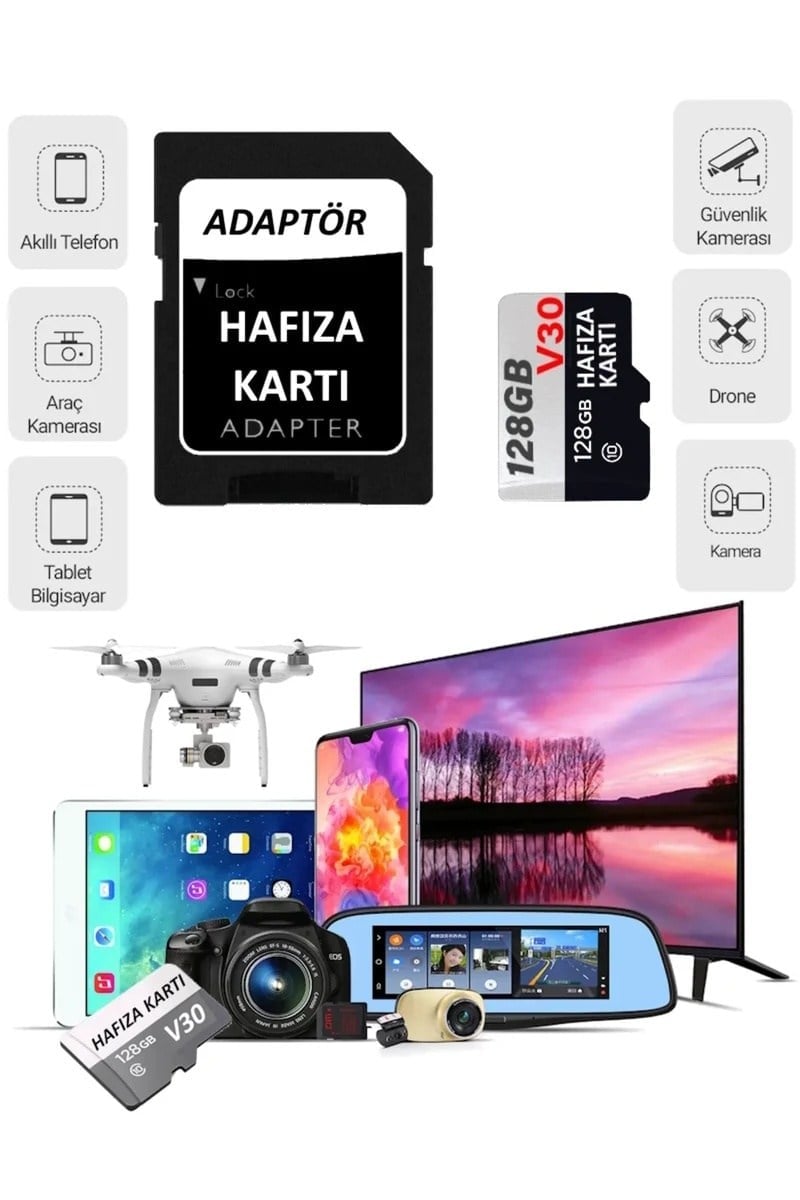 Vivatech 128 GB U3 Hafıza Kartı Faster Transfer Speed Class 10 4k Video Kayıt (V30)