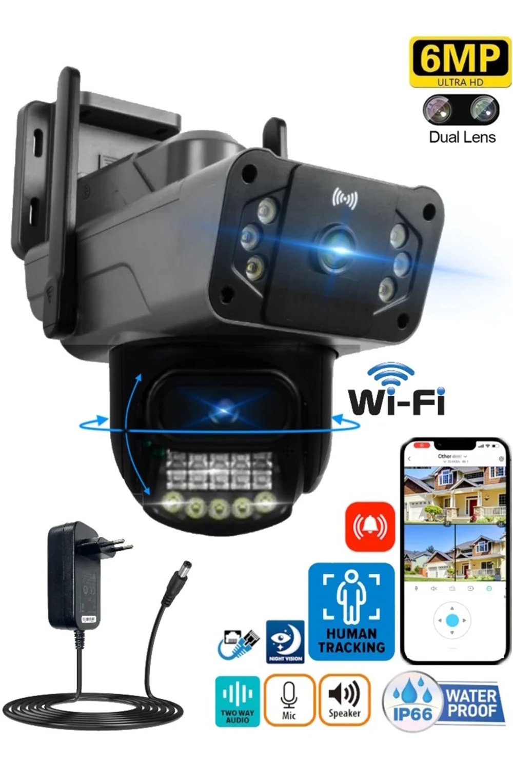 Vivatech 3024 Akıllı Wifi Kamera Dual Lens + 12V Adaptör