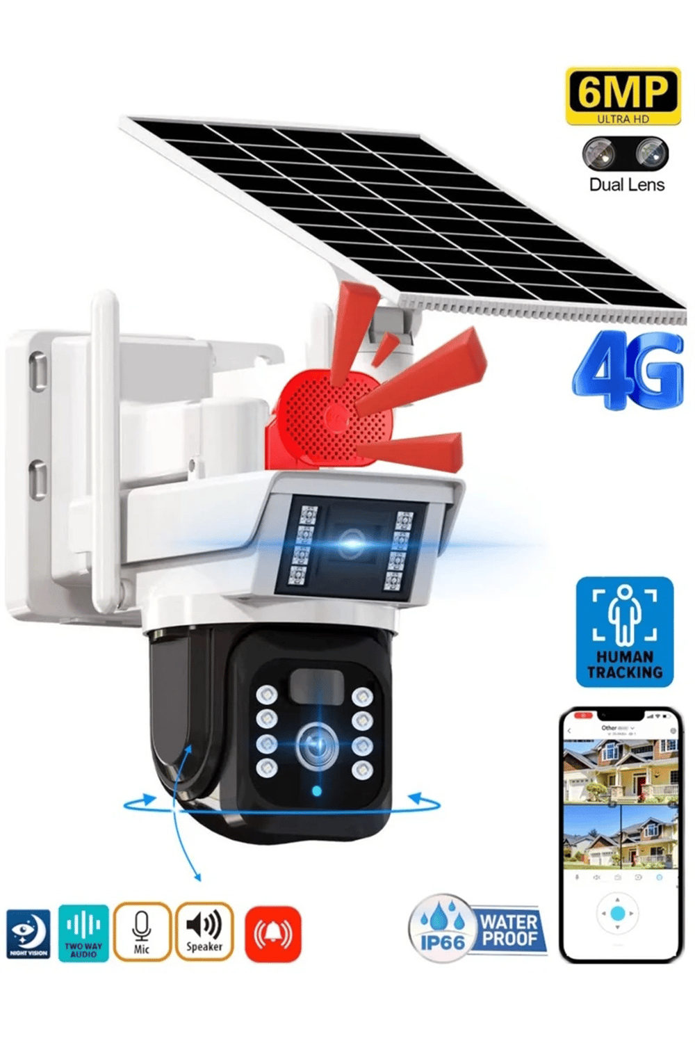 Vivatech 3940 4G Güneş Enerjili Dual Lens 6MP Güvenlik Kamerası