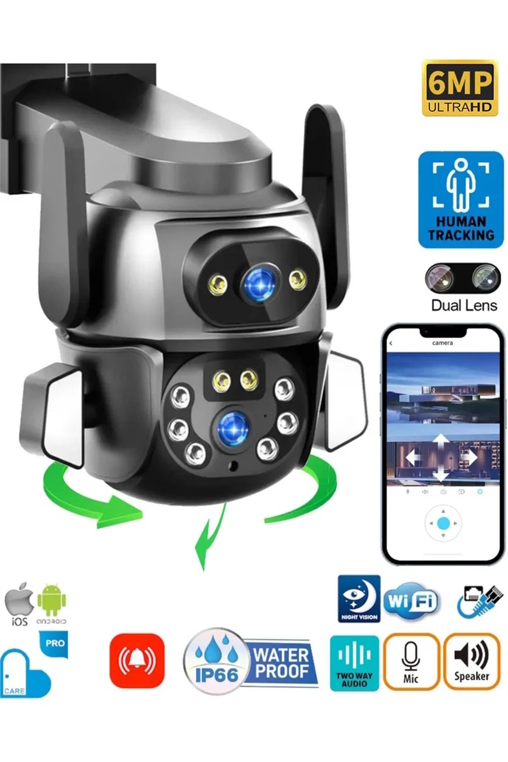 Vivatech CC38 64GB Üç Kameralı (Ön+ İç+ Arka) Araç İçi Kamera WiFi Viidure App
