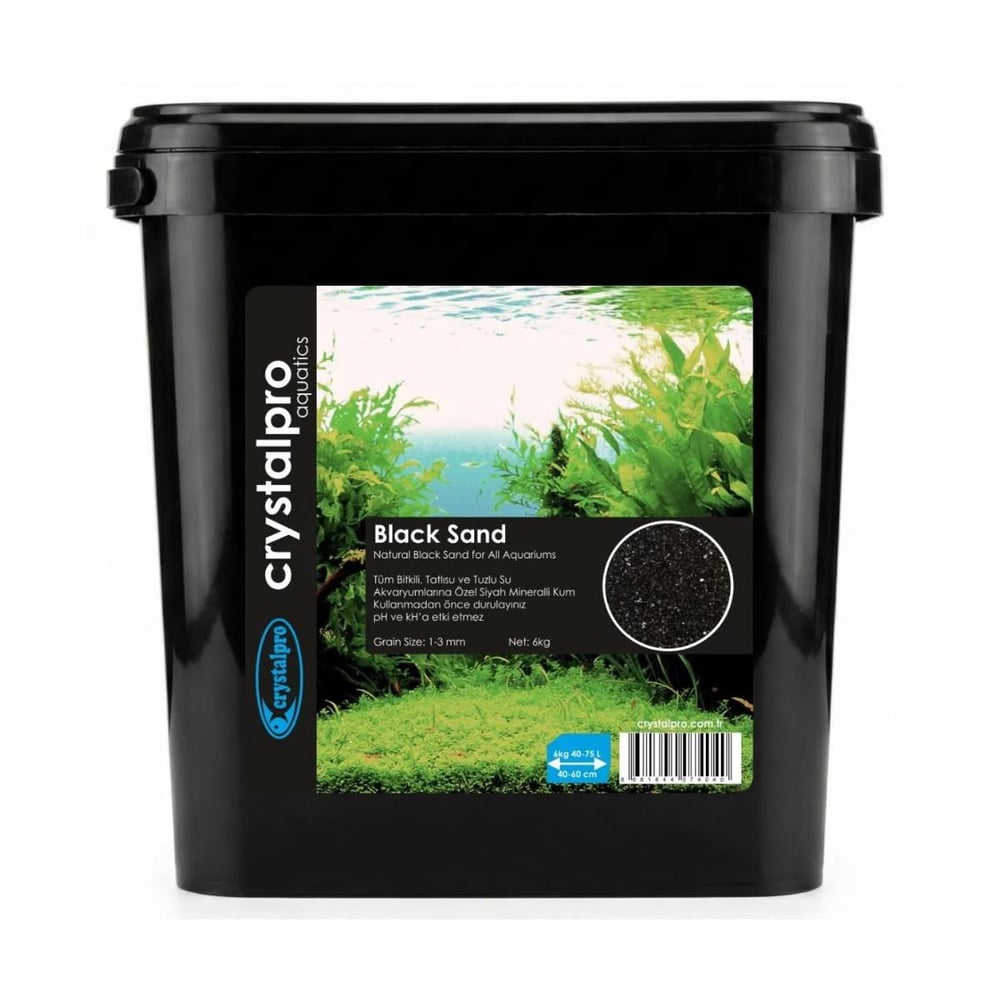 CrystalPro Black Sand 12 kg Natural 1-3 mm Bitki ve Tatlı su Akvaryumları için Mineralli Kum