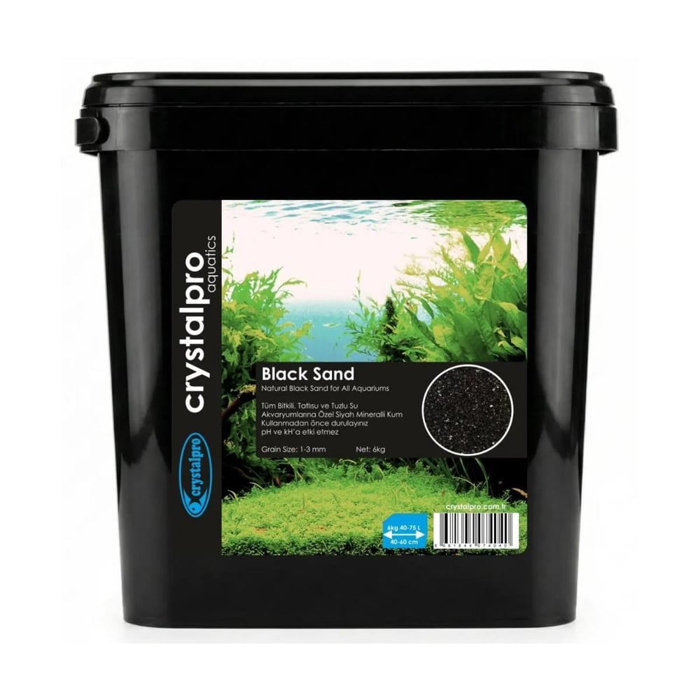 CrystalPro Black Sand 12 kg Natural 1-3 mm Bitki ve Tatlı su Akvaryumları için Mineralli Kum