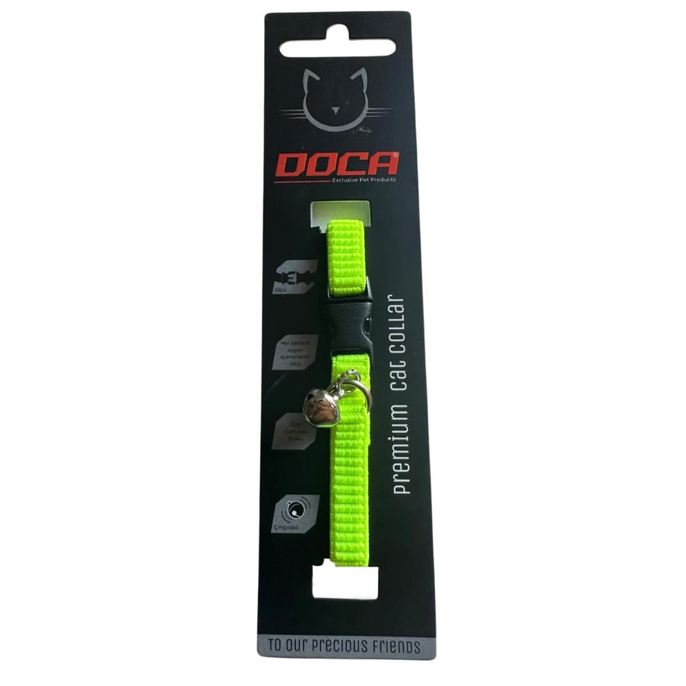DOCA LASTİKL KEDİ BOYUN TASMASI 1,2 * 18-38 CM NEON YEŞİL