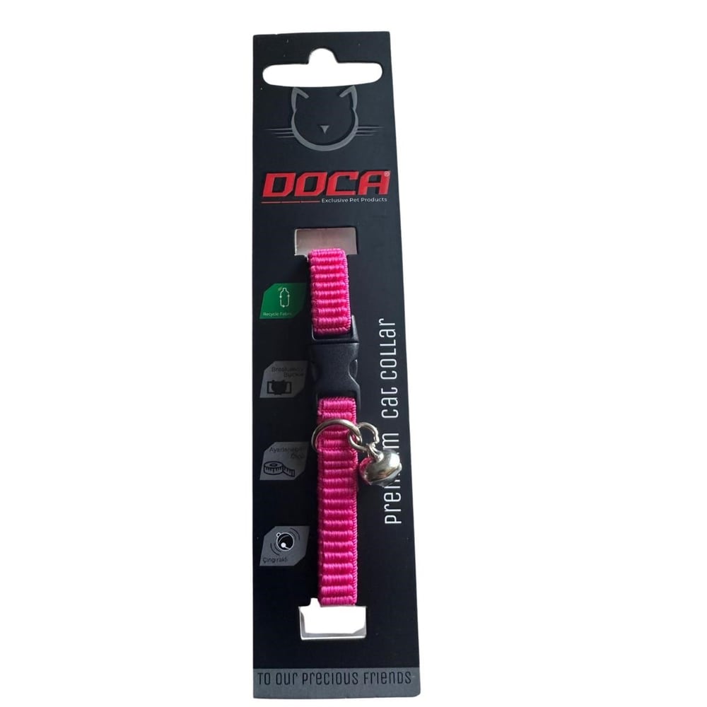 DOCA LASTİKL KEDİ BOYUN TASMASI 1,2 * 18-38 CM NEON PEMBE