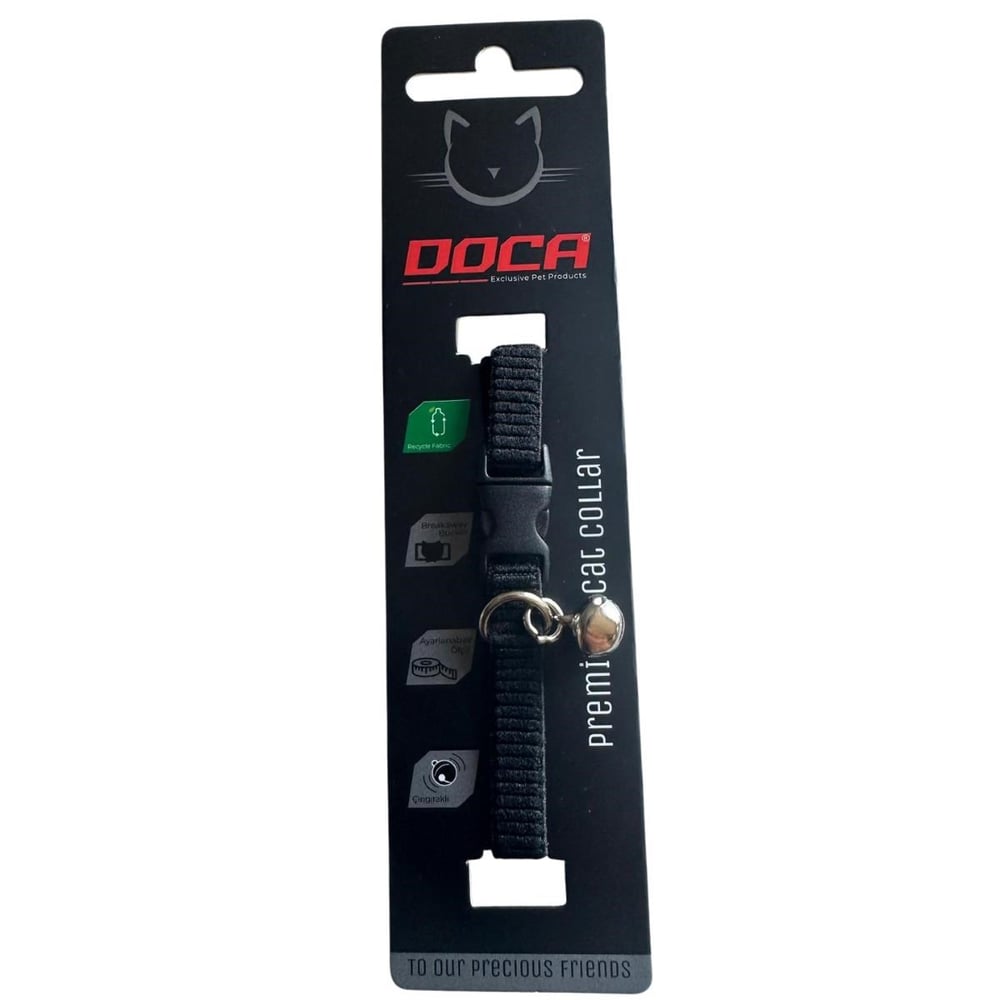 DOCA LASTİKLİ KEDİ BOYUN TASMASI 1.2*18-38 CM SİYAH
