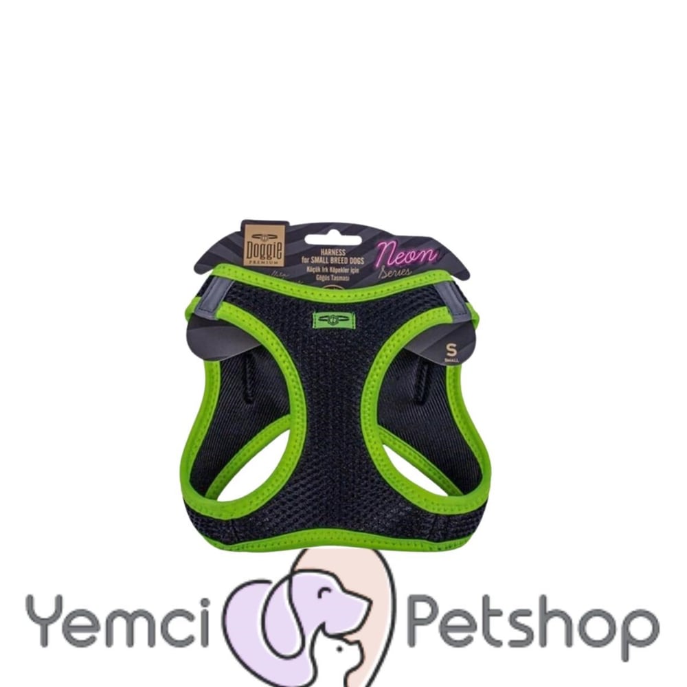 DOGGİE HAVALI DOKUMA NEON SERİSİ KÜÇÜK IRK GÖĞÜS TASMASI SARI 2XS-26-30CM