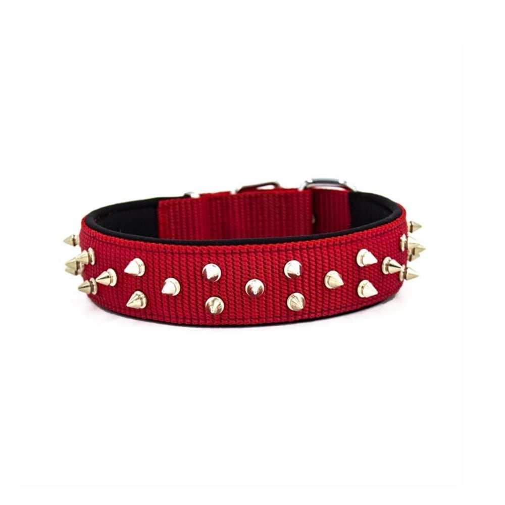 DOGGİE KONFOR DOKUMA BOL ÇİVİLİ BOYUN TASMASI KIRMIZI 5X60-70CM