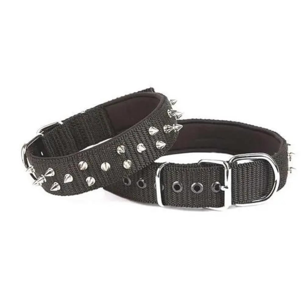 DOGGİE KONFOR DOKUMA BOL ÇİVİLİ BOYUN TASMASI SİYAH 5X55-65CM