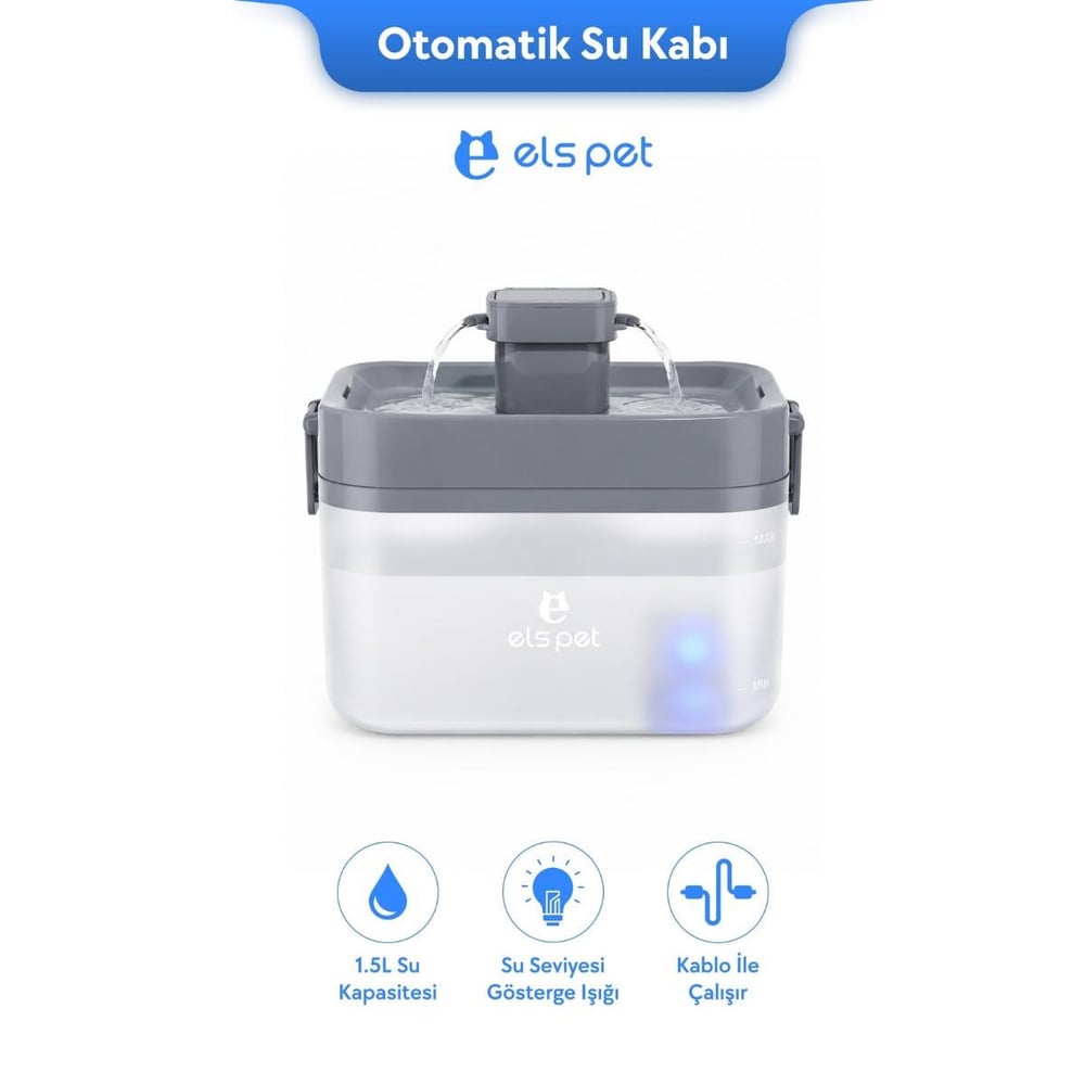 ELS Pet Kedi Köpek Kare Su Pınarı 1,5 L