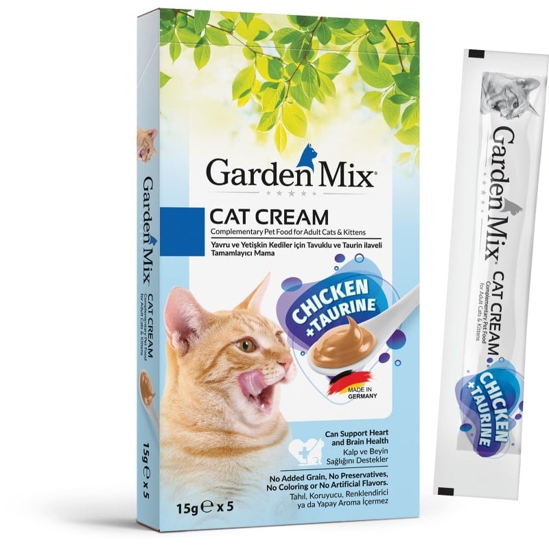 GARDEN MİX KEDİ ÖDÜL KREMASI TAVUK TAURİN 5 X 15 GR