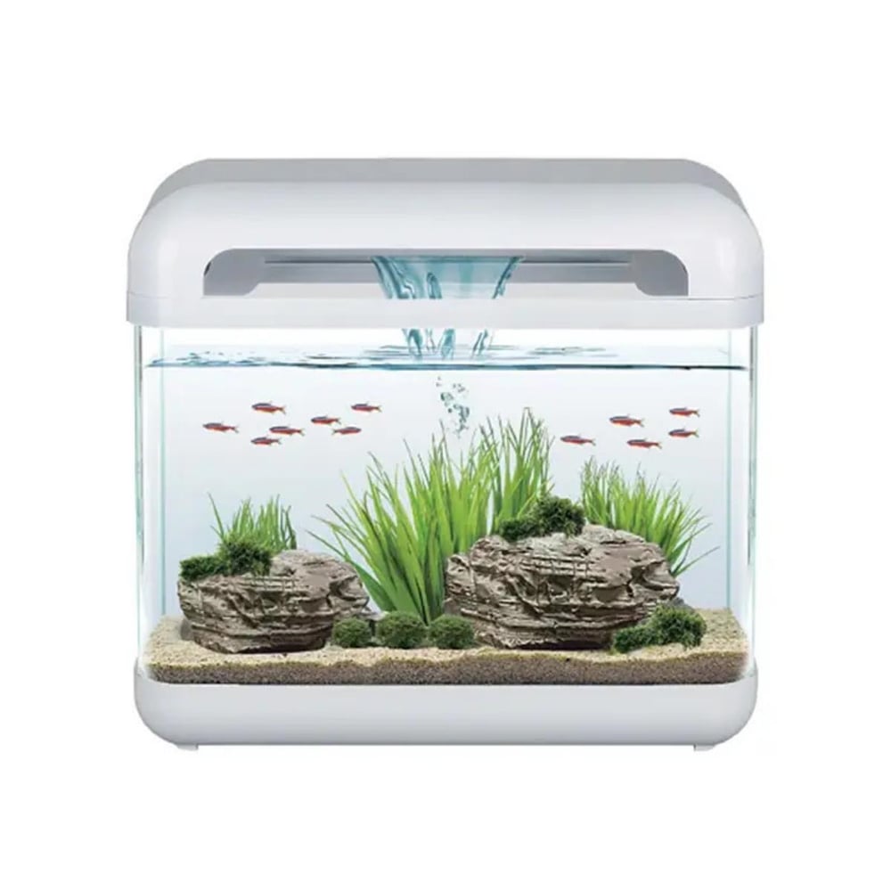 Haqos ES 400 Nano Şelale Filtreli Dekoratif Akvaryum 15Lt Beyaz