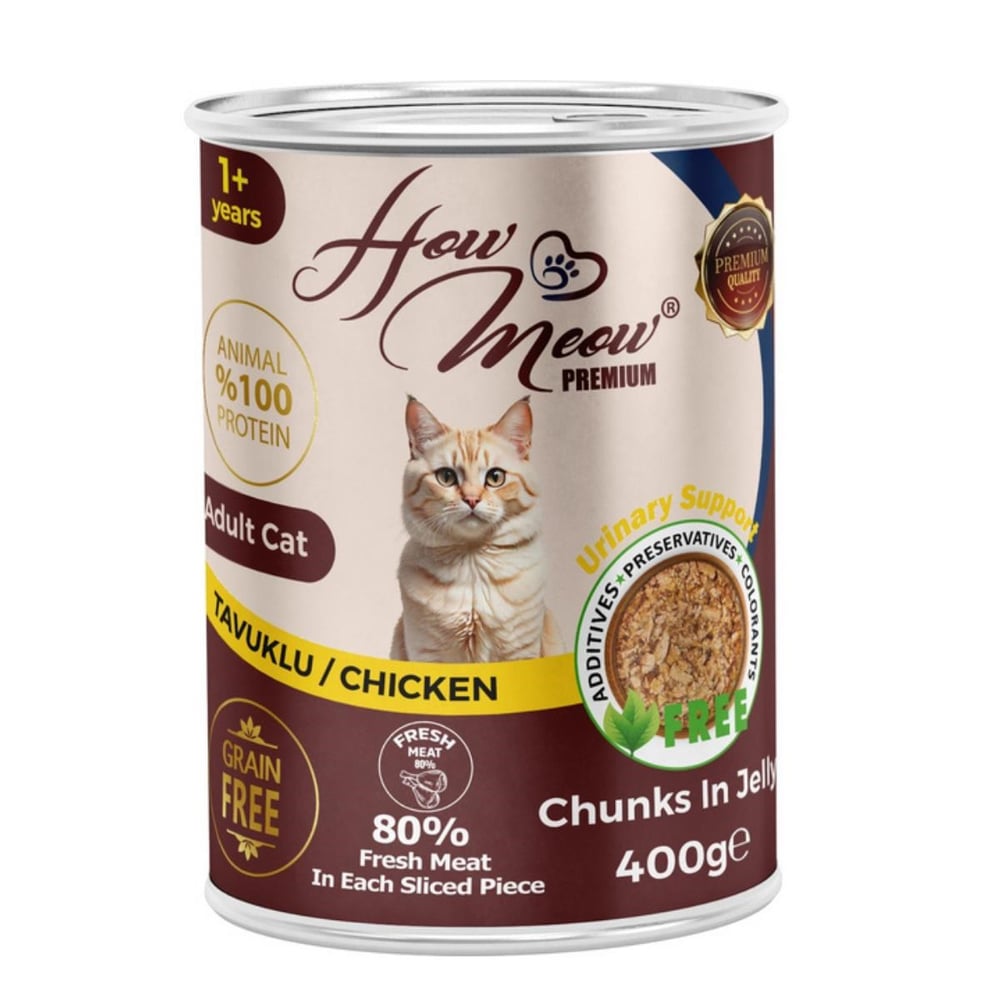 How Meow Tavuklu Jöleli Parça Etli Yetişkin Kedi Konservesi 400 Gr