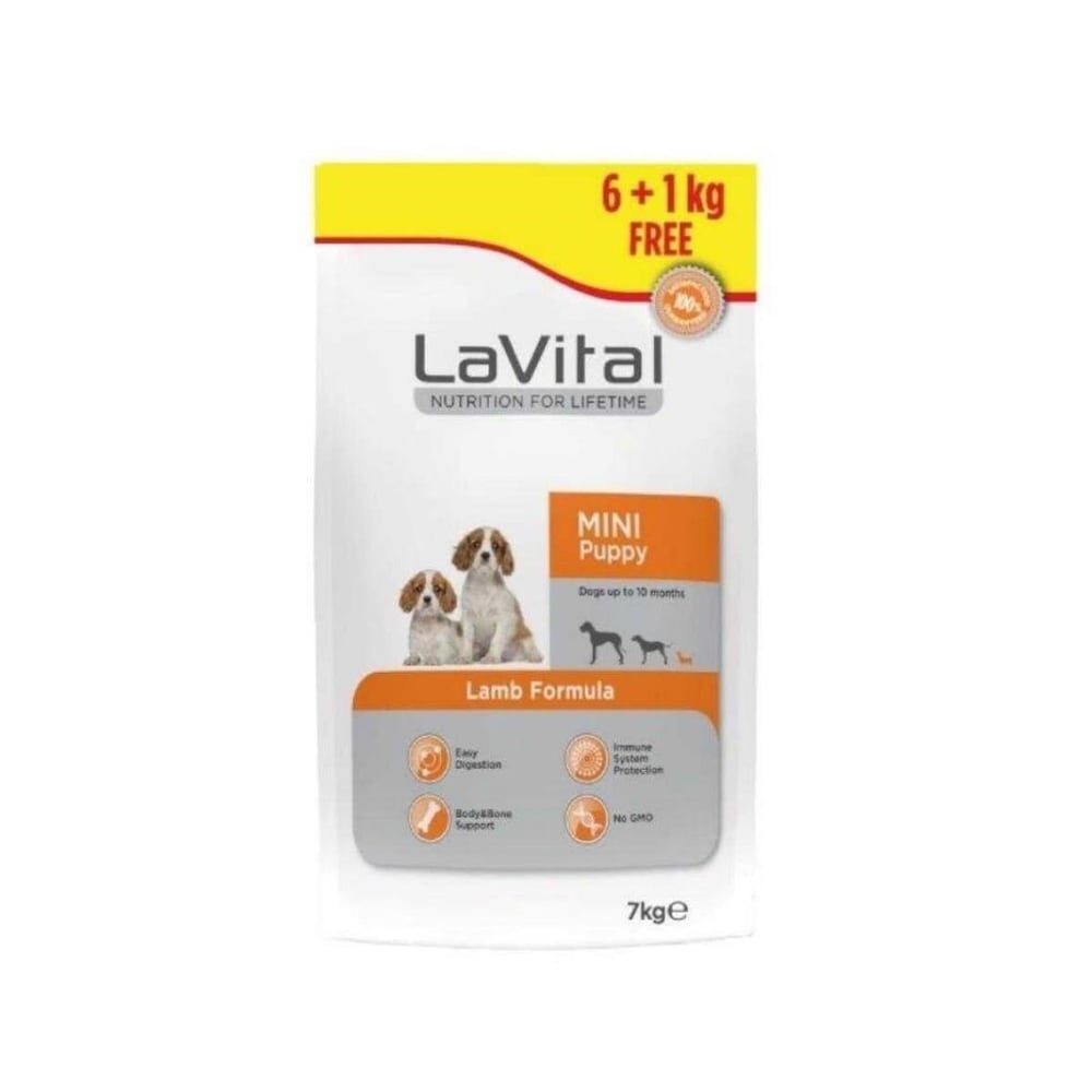 LaVital Mini Puppy Küçük Irk Kuzulu Yavru Köpek Maması 6kg + 1Kg Hediye