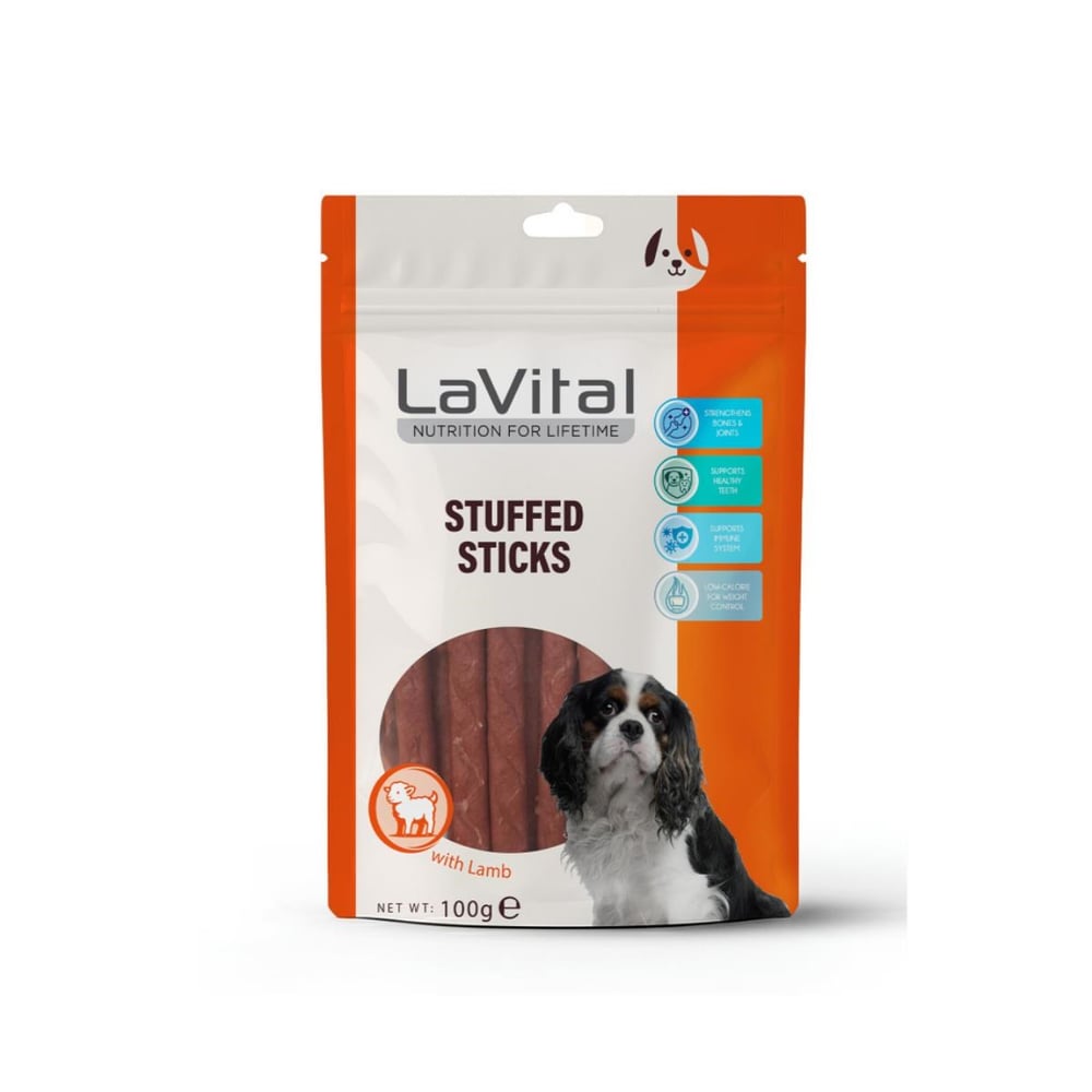 LaVital Stuffed Sticks Kuzu Etli ve Somonlu Köpek Ödül Çubuğu 100gr