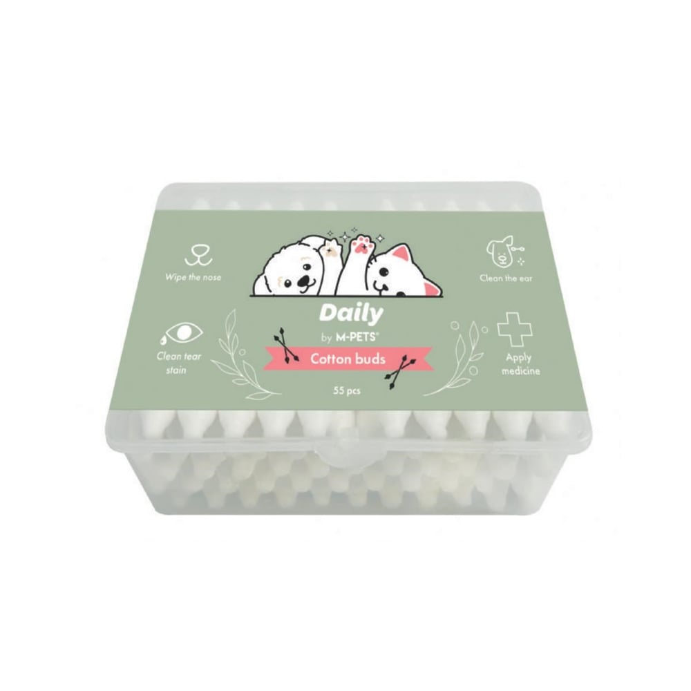 M-PETS DAILY KULAK BURUN GÖZYAŞI TEMİZLME PAMUĞU 55Lİ